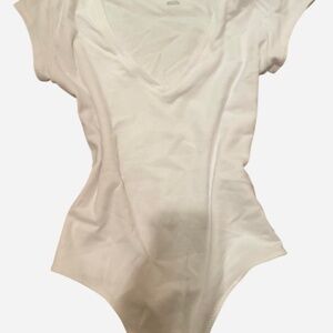 calvin klein white vneck bodysuit